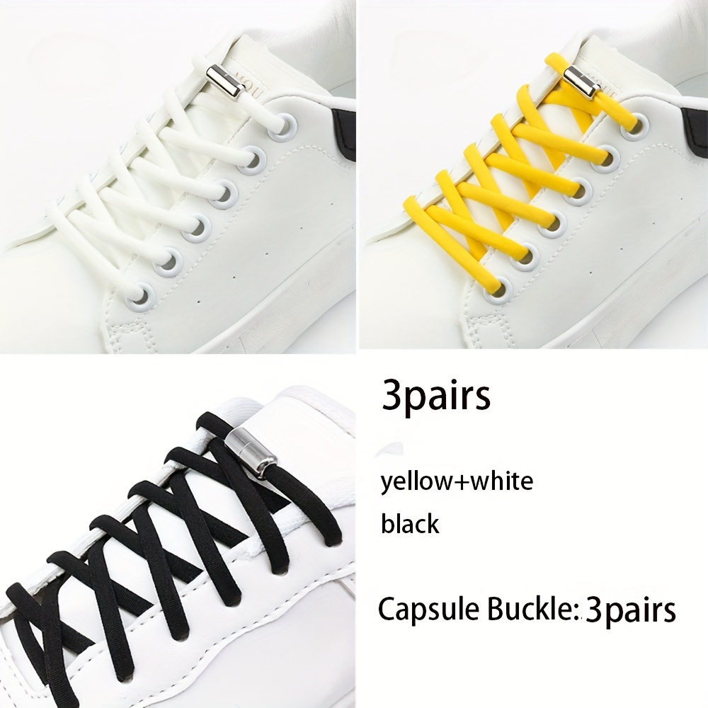 Fashion Flat Elastic Semi-circular Shoelaces Lazy Shoe Laces With Capsule  Buckle - Temu