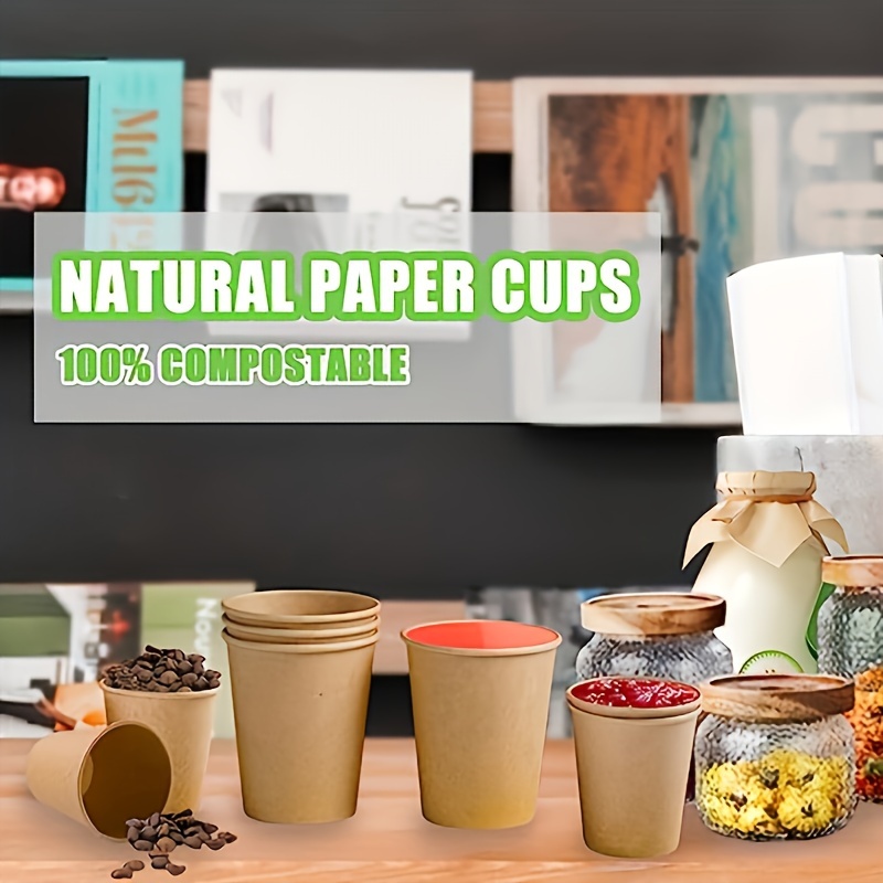 50 Pcs Bamboo Fiber Office Disposable Cups Coffee Cup Thick Milk Tea Cups 