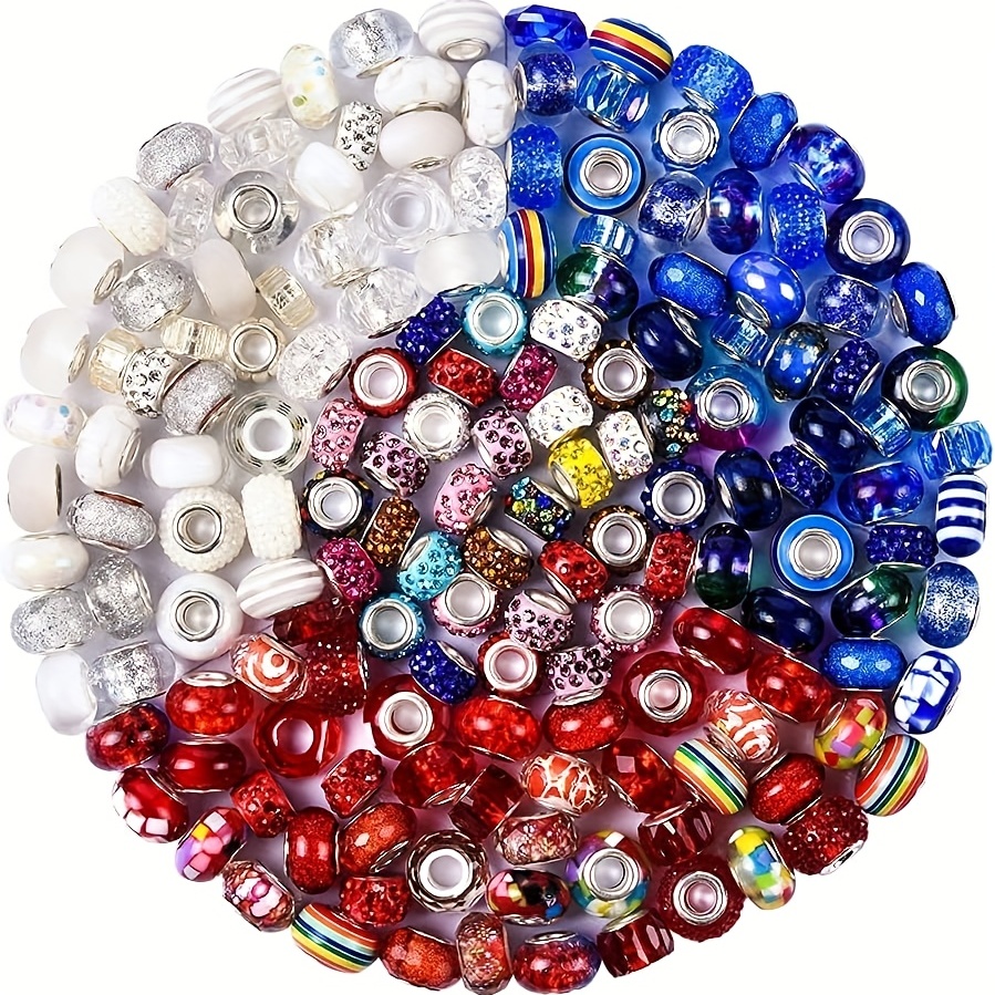 Resin Mix Colored Beads Large Hole Beads Set Bracelet Bead - Temu