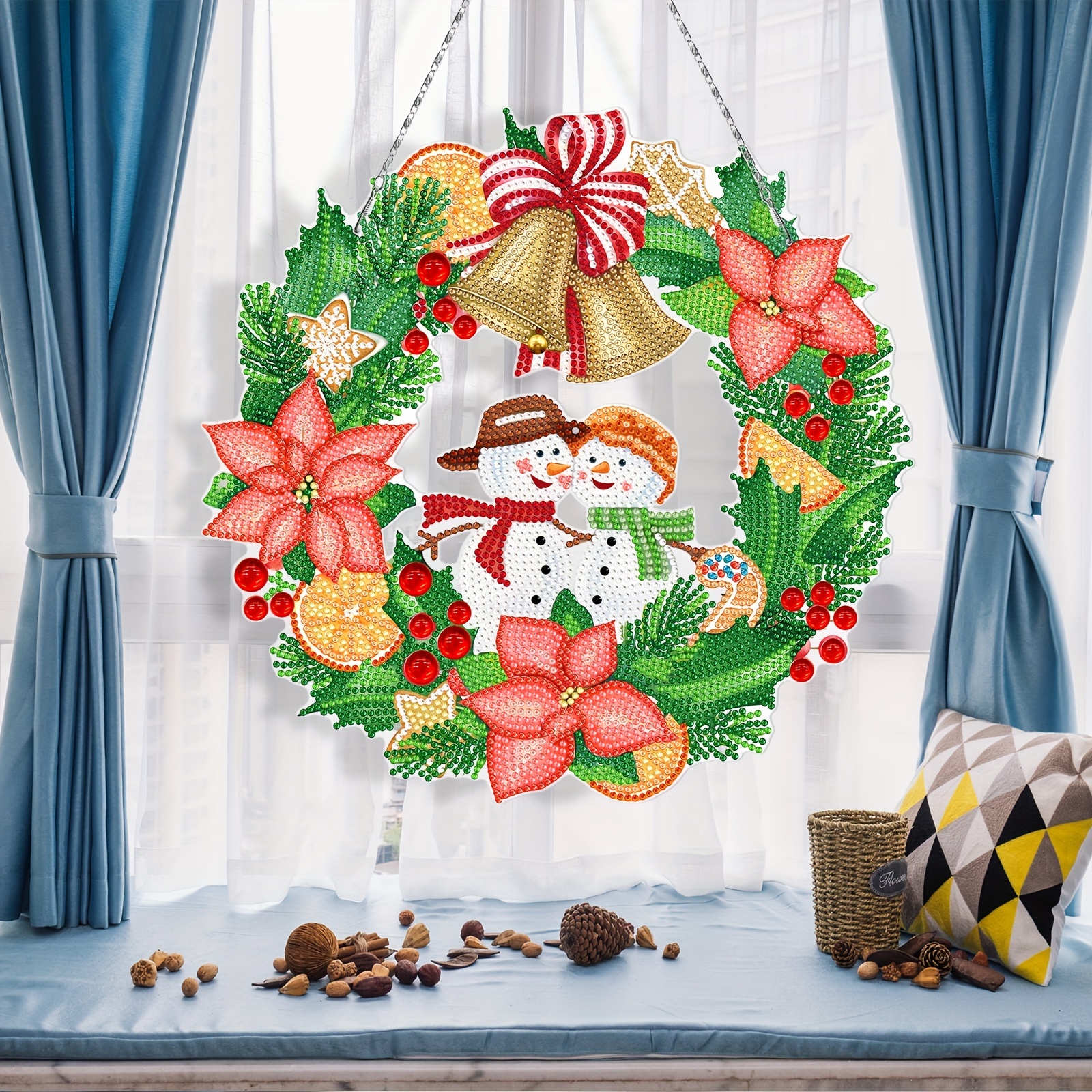 DIY Diamond Painting Christmas Ornaments Santa Deer Window Door