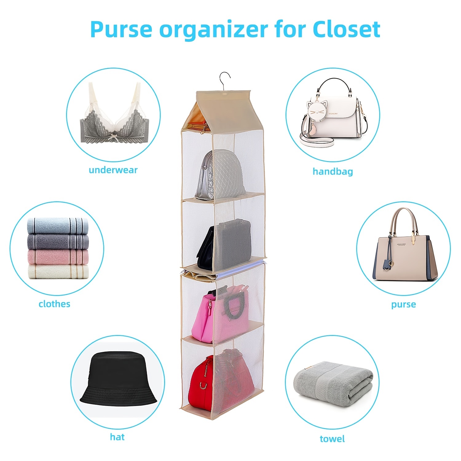 Purse Storage Purse Organizer for Closet, Clear Handbag Storage