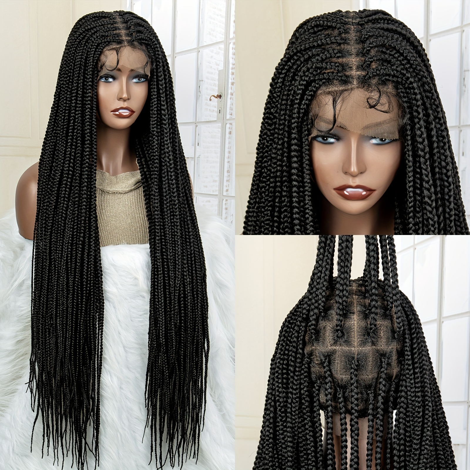 Full Lace Extra Long Braided Synthetic Wigs Box Braided Wigs Temu