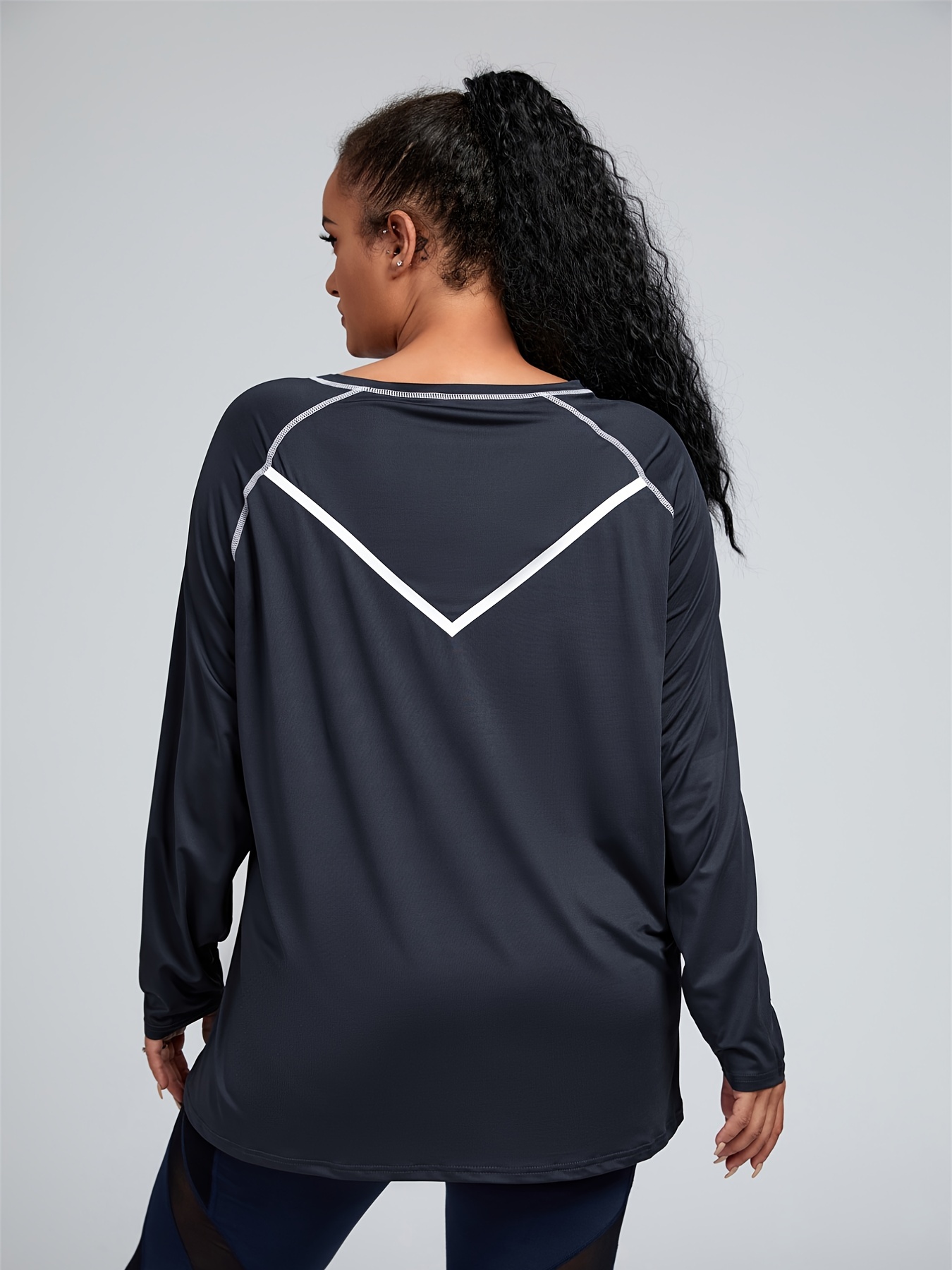 Womens Plus Size Long Sleeve Workout Tops Athletic Quick Dry