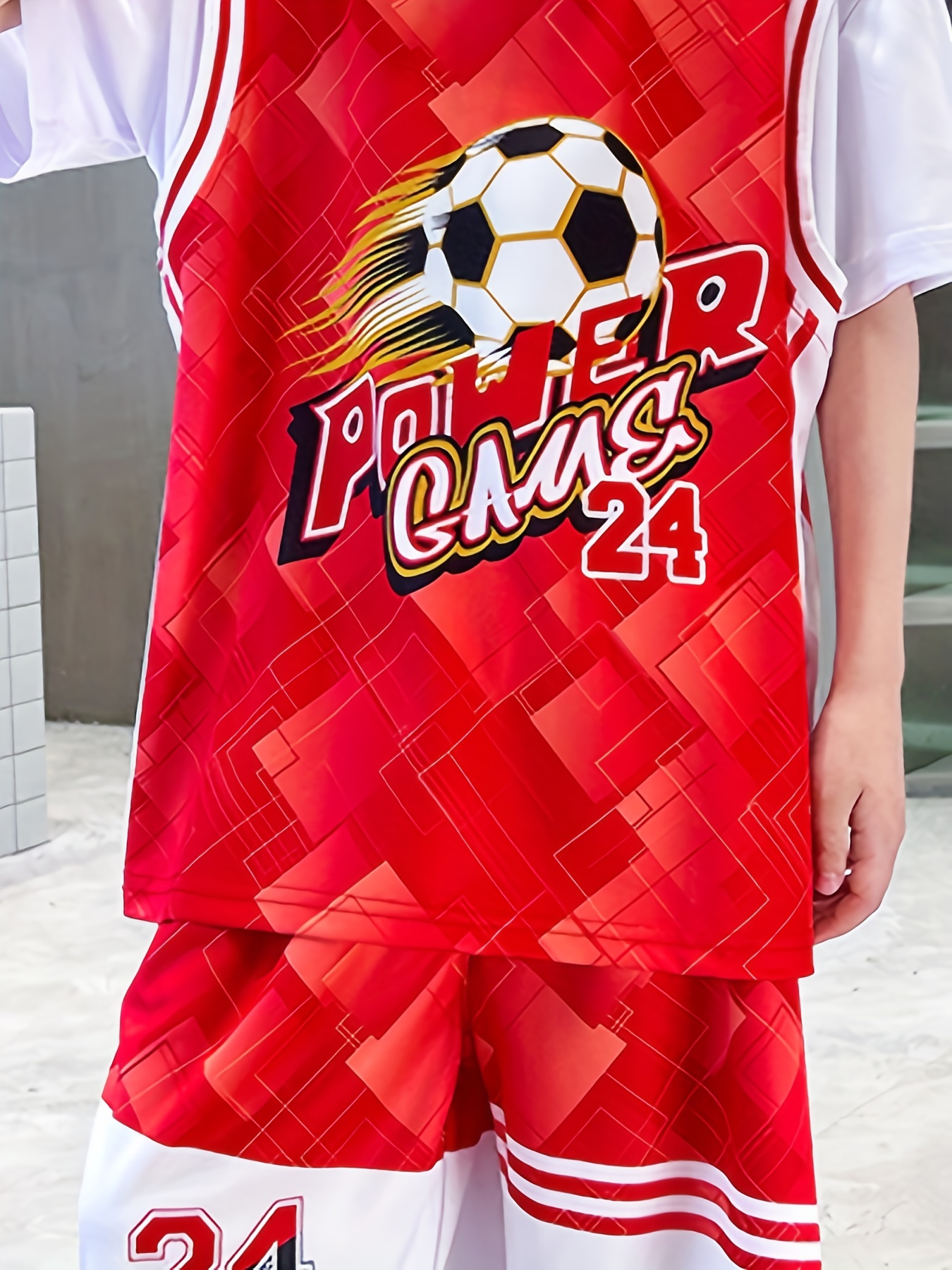 Kids Boys Soccer Basketball Jersey Outfit Short Sleeve T-Shirt