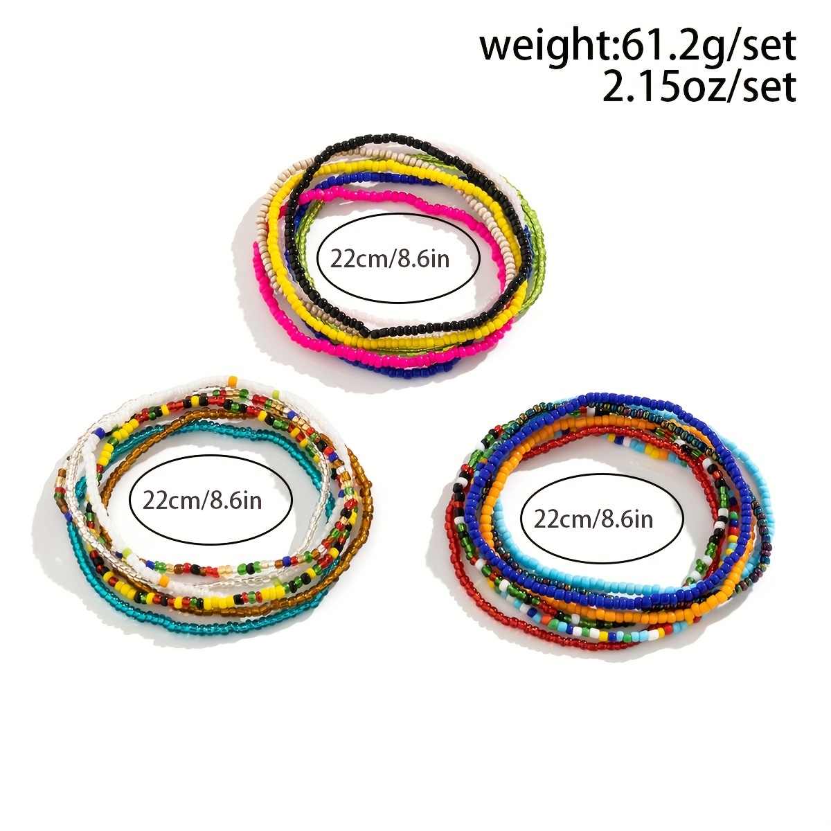 20 Pcs Stackable Beaded Anklet Set, Summer Foot Jewelry