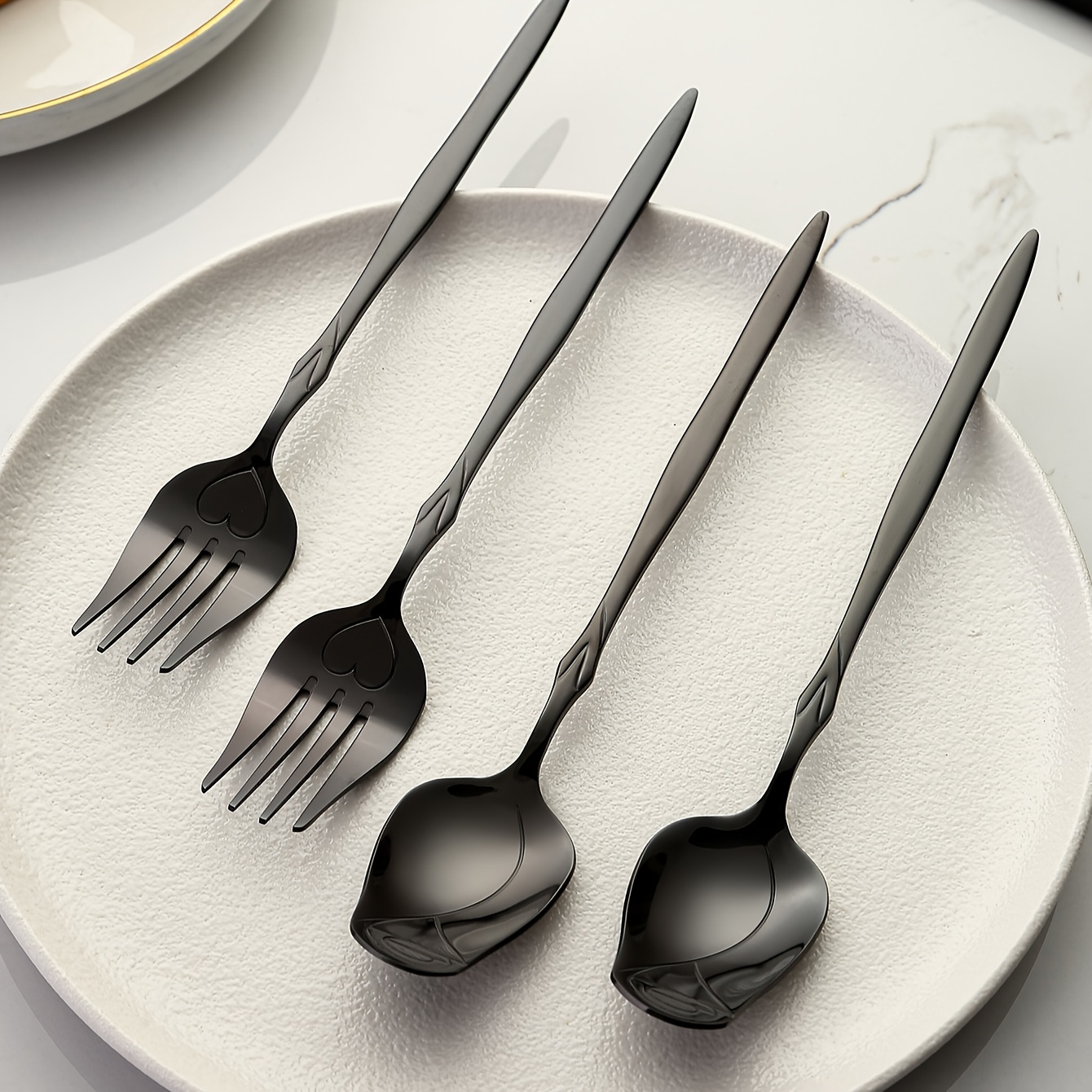 Juego de 4 tenedores de acero inoxidable, cubiertos y tenedores de postre  para el hogar, cocina, restaurante