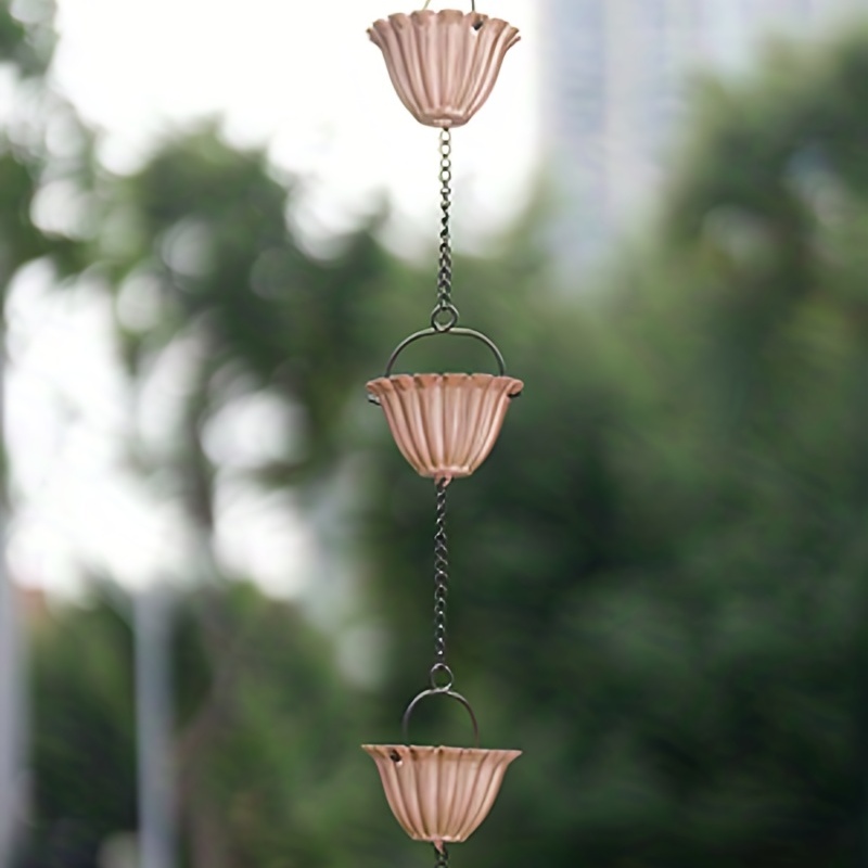 Golden Flower Cup Metal Rain Chain Creative Outdoor - Temu Japan