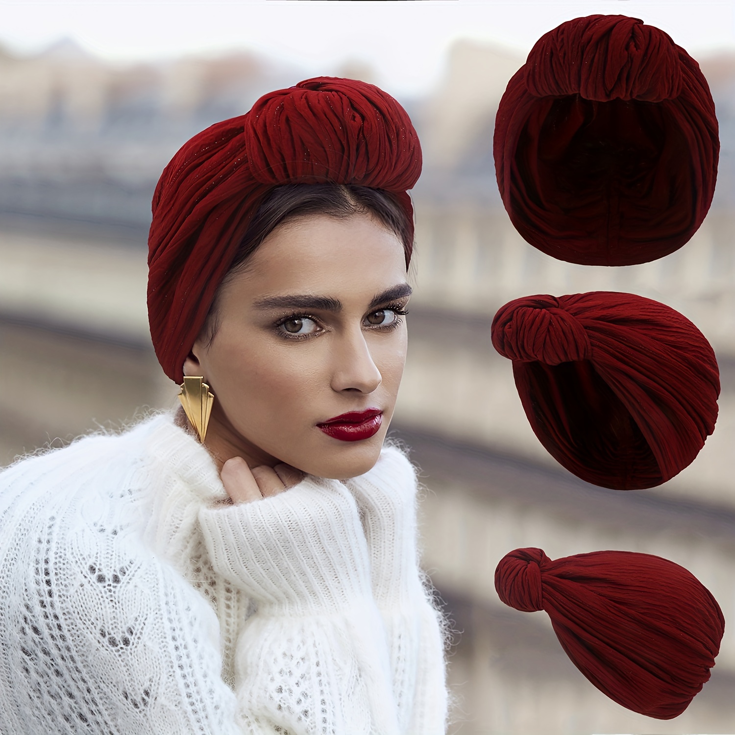 4 Pièces Turban Chapeau pour Femmes Casquette Turban Noeud Doux Bonnet  Headwrap à la Mode Chapeau de Sommeil Plissé, 4 Motif : : Mode