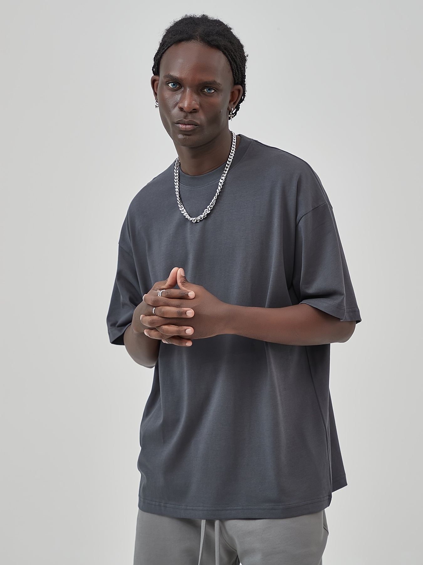 Fashion Short Sleeve Men's Loose Shirt Teen Solid Color Shirt-grey @ Best  Price Online