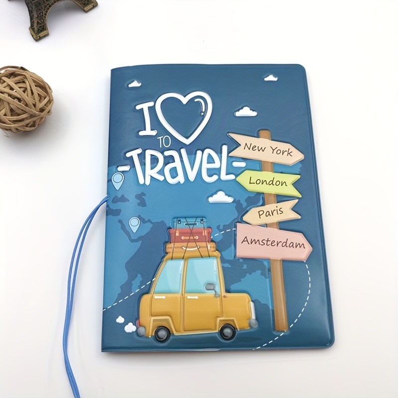 Cartoon Travel Passport Holder, Cute Passport Cover - Temu