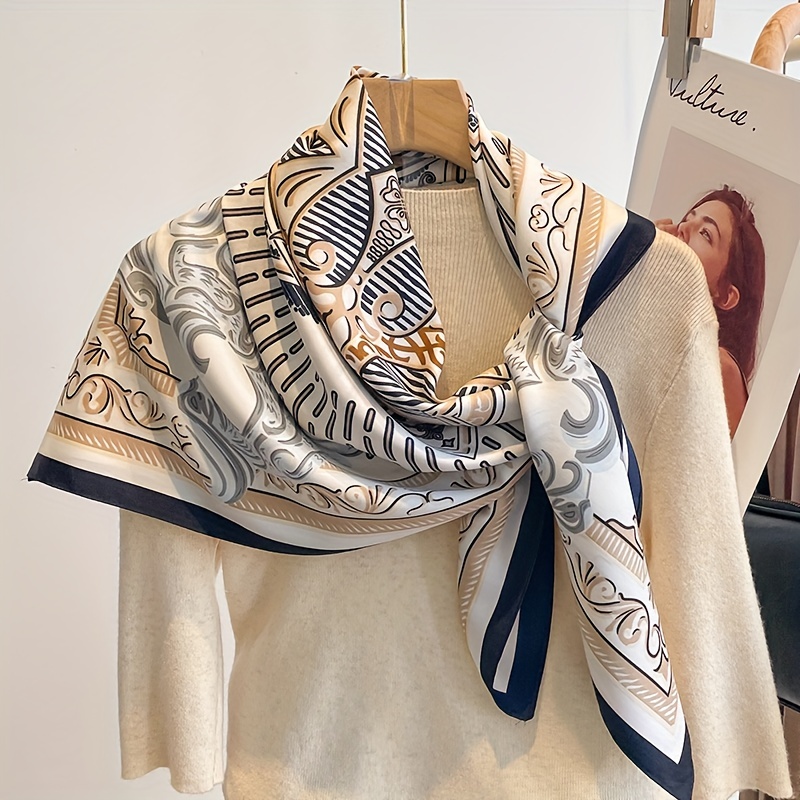 Imitation Mulberry Silk Scarf / Silk Bandanas For Women, Multi-use Hangzhou  Silk 70cm Square Scarves