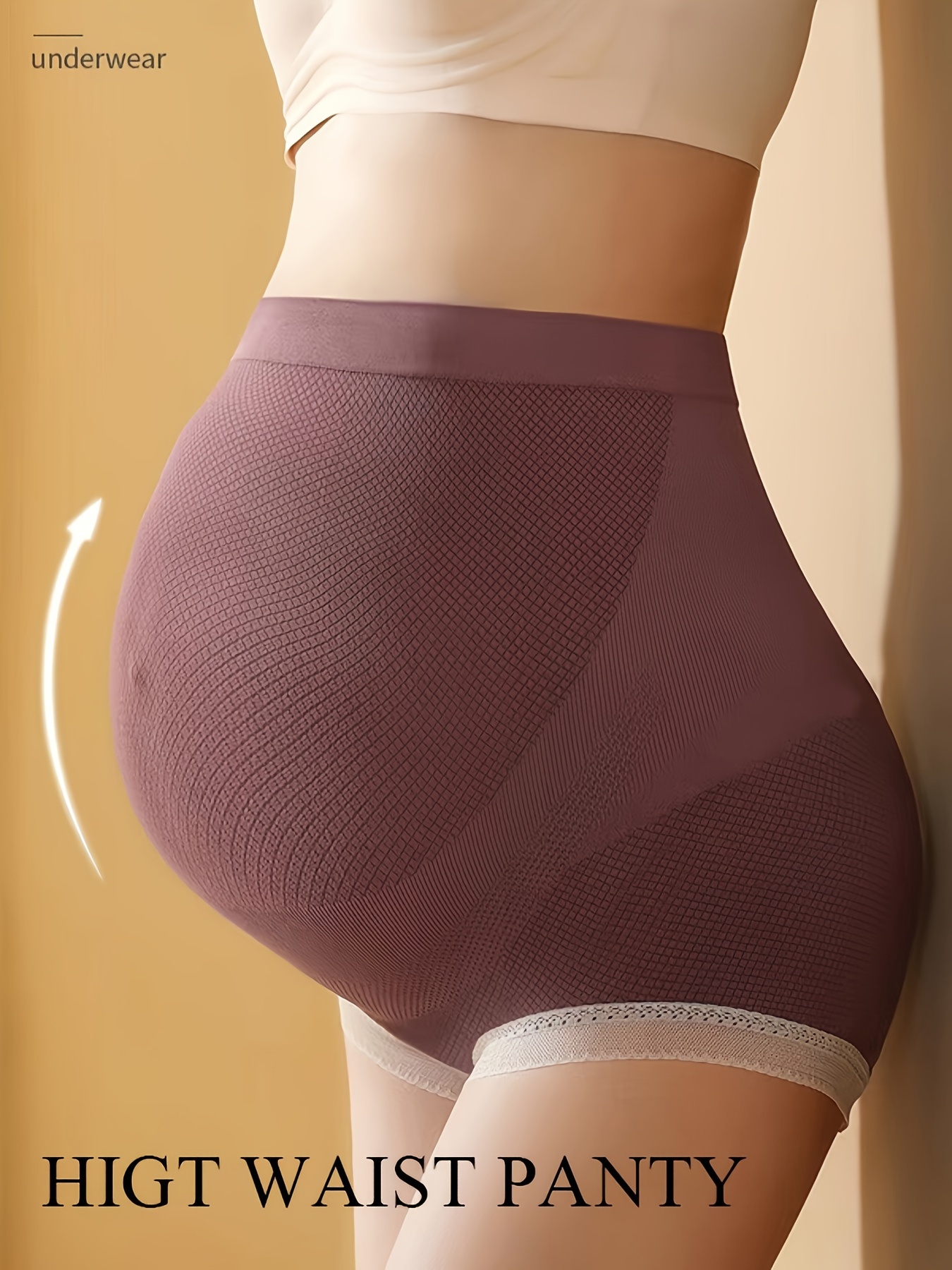 Women's Maternity Solid Underwear Lace Boxer Briefs Belly - Temu
