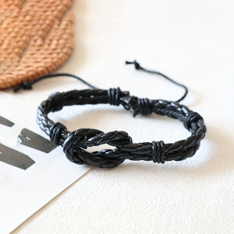 Adjustable PU Leather Bracelet Student Hand Rope