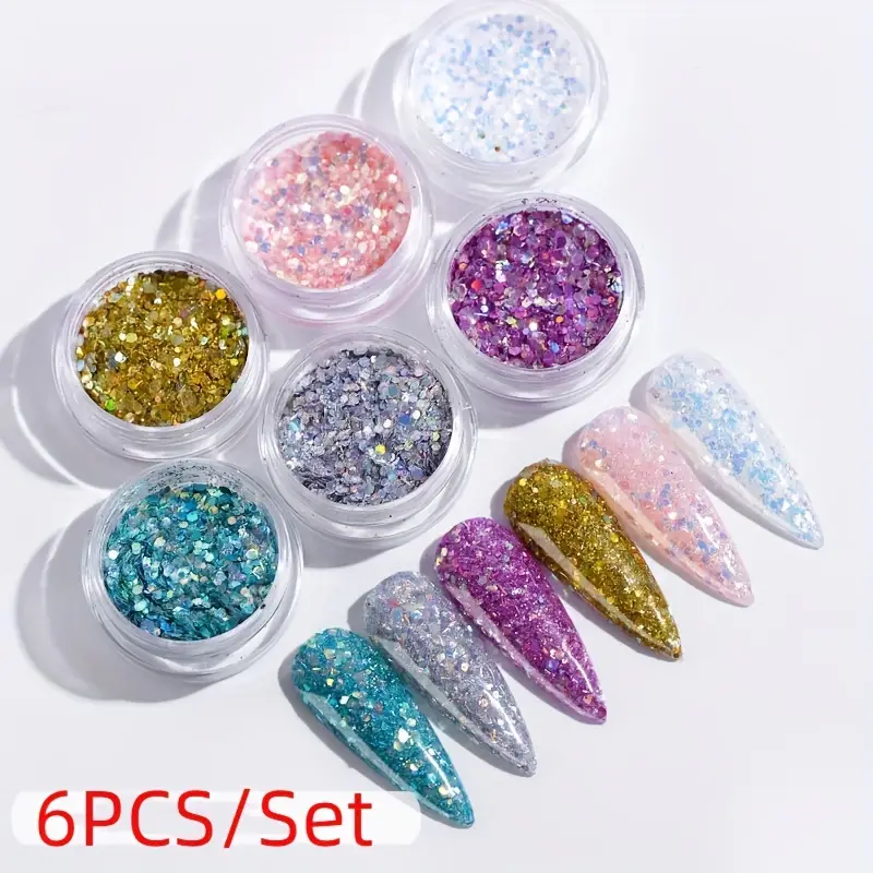 Diy 6 Colors Symphony Nail Art Glitter Set Nail Sequins Drop - Temu