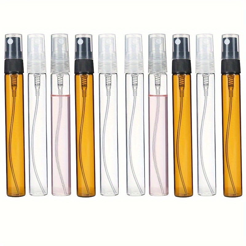 

10pcs 10ml Amber Glass Perfume Bottle Atomizer Container Perfume Pump Essential Oil Aromath Travel Bottles Transparent Refillable Bottles