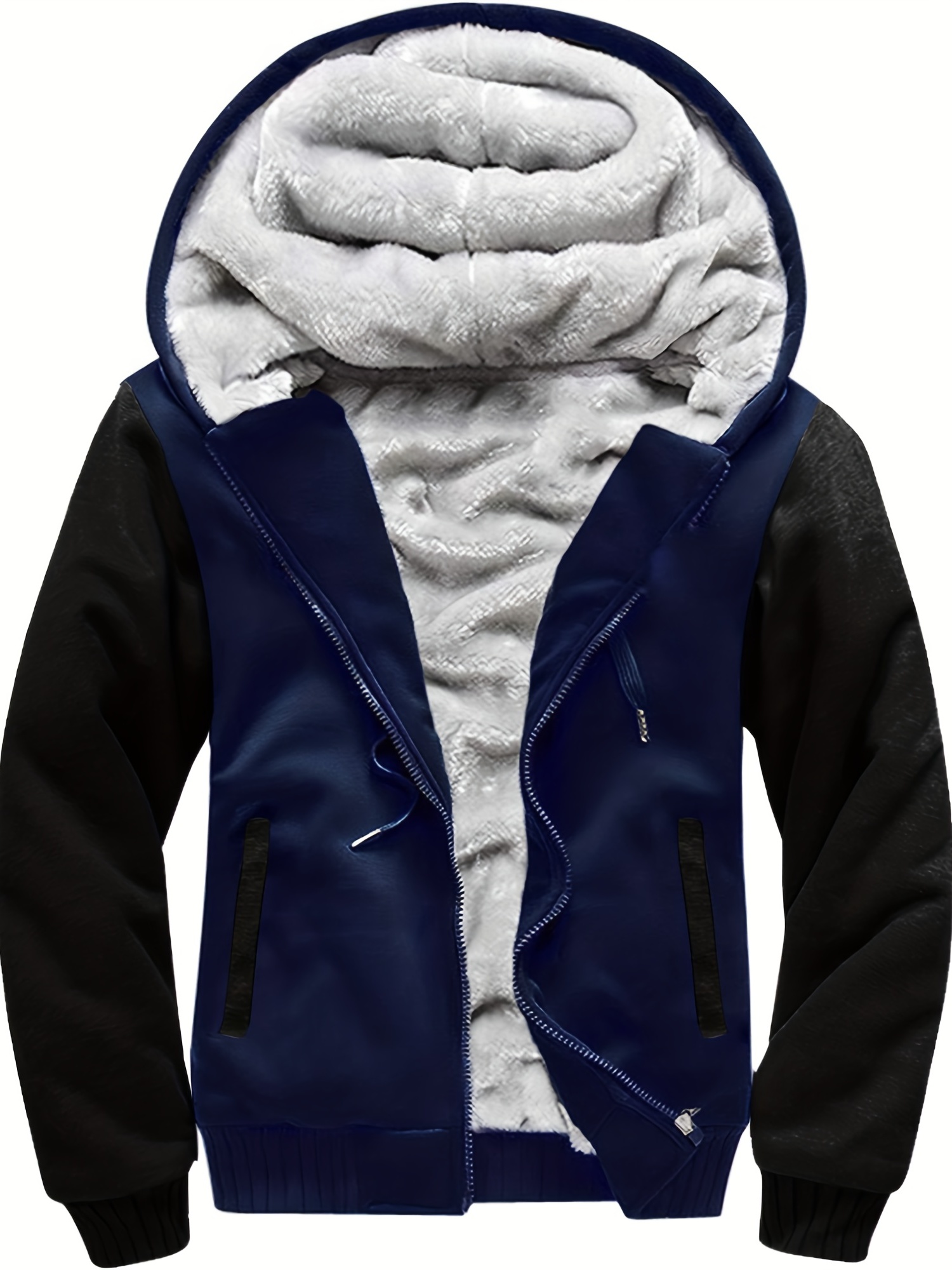 Men's Breast Zipper Pocket Zip Hooded Jacket Casual Hoodie - Temu