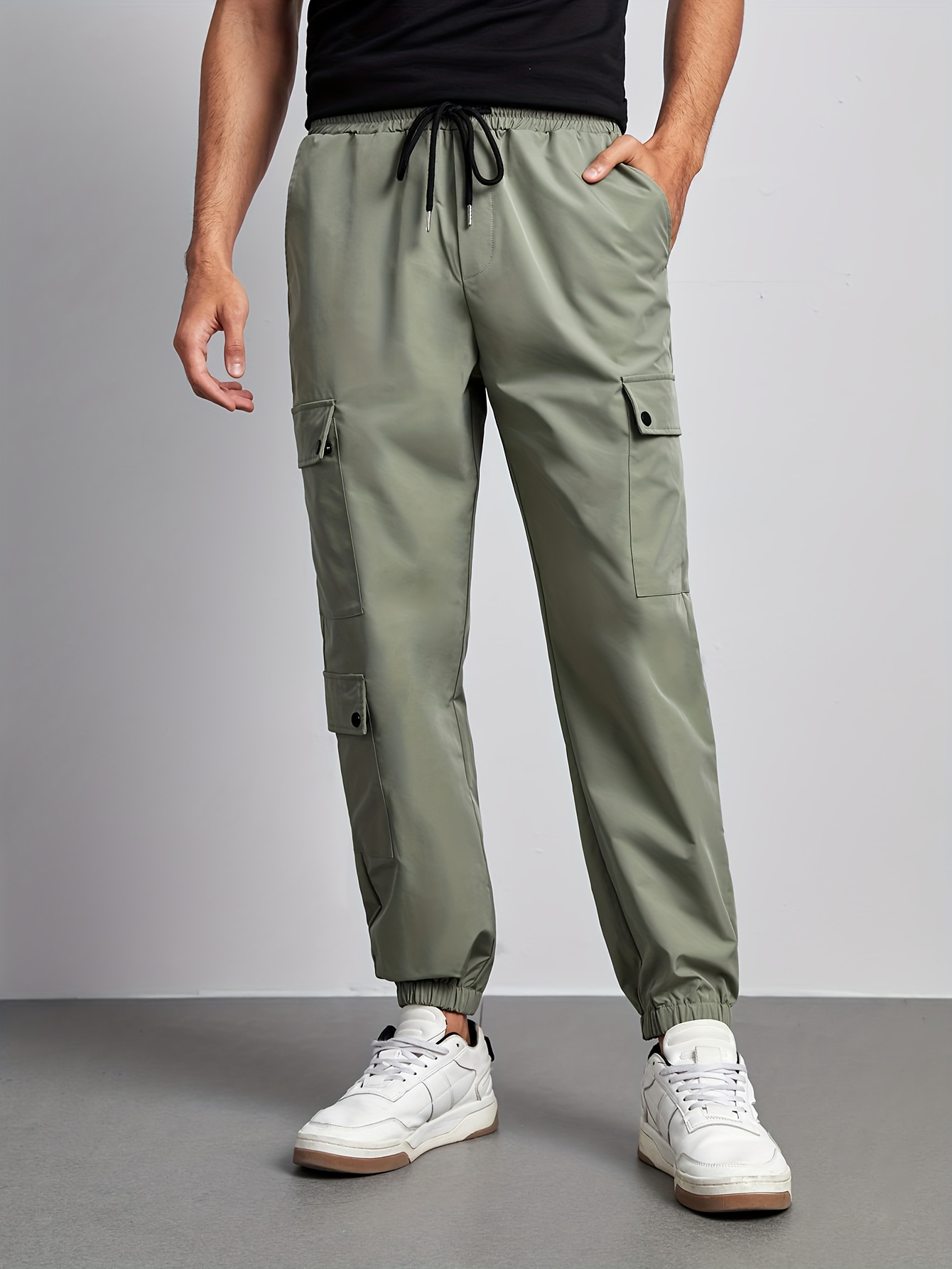 Men Cargo Pants Leisure Loose Baggy Long Multi-pockets Hip Hop Carpenter  Pants a