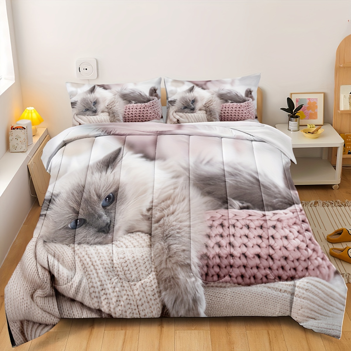 3d Pet Cat Print Bedding Comforter Set 1 comforter Temu