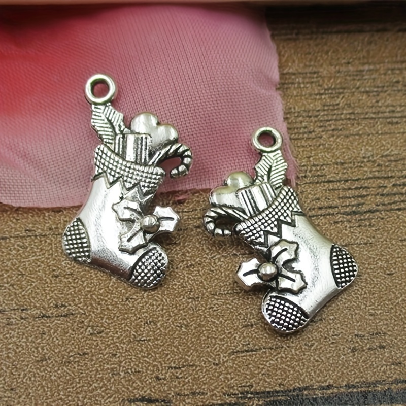 

20pcs Vintage Silvery Christmas Stocking Charms, 20x14mm Zinc Alloy Pendants For Making - Earrings, Bracelets & Necklaces