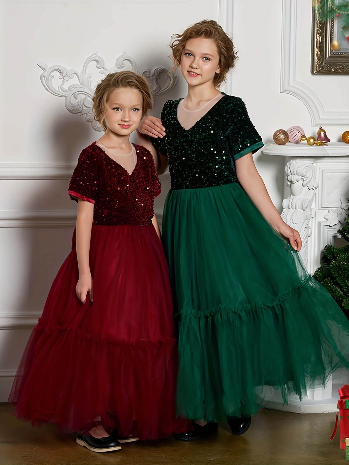 Robe de princesse formelle pour enfants en tulle, robe de concours de  beauté, robe de mariage pour filles de 14 ans, rouge, 7-8 ans : :  Mode