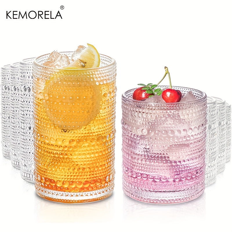 Kemorela, Romantic Highball Ribbed Drinking Glasses, Embossed Glassware,  Clear Drinking Glass Cups With Bamboo Lids And Straws, Vintage Drinking  Glasses For Beer, Cocktail, Soda, Beverage, Birthday Christmas Gifts For  Women - Temu