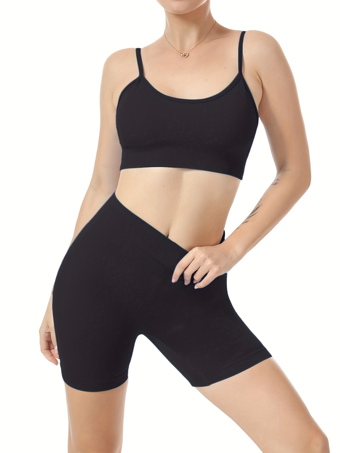 Conjunto Yoga 2 Piezas Sólido Mujeres Top Camisola Sexy - Temu