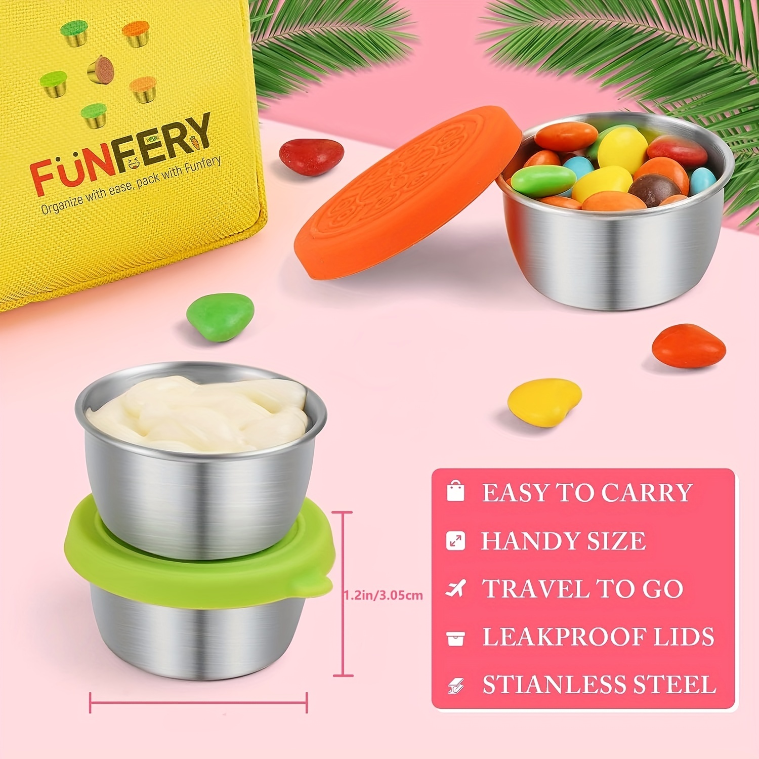 Leakproof Stainless Steel Salad Dressing Containers With Silicone Lids -  Reusable Small Containers, Lunch Bento Box - Easy Open Condiment Container  For Dipping Sauces - Temu