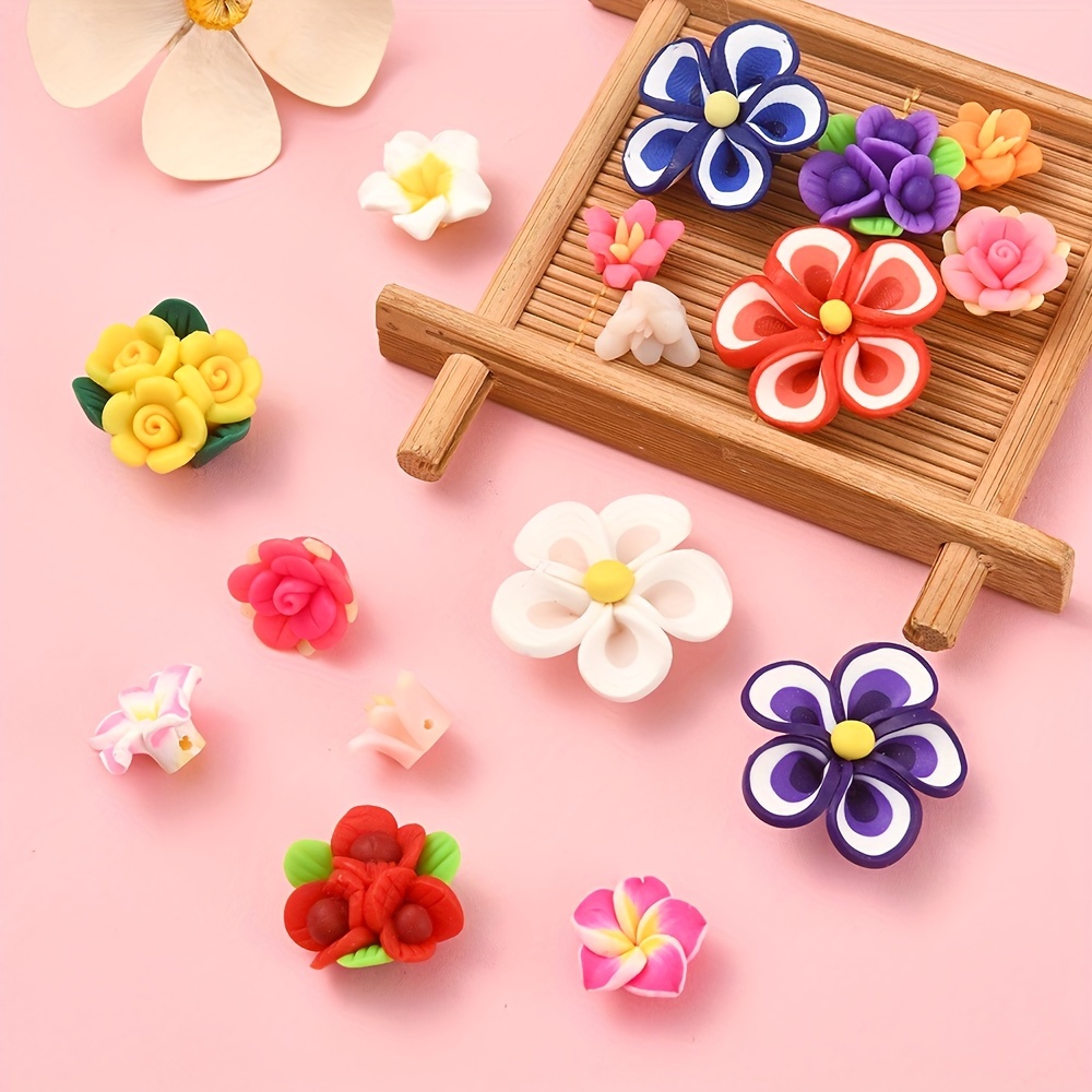 SMOL Flower Beads, Cute Clay Purple Flowers with Faces, Alice and Wond