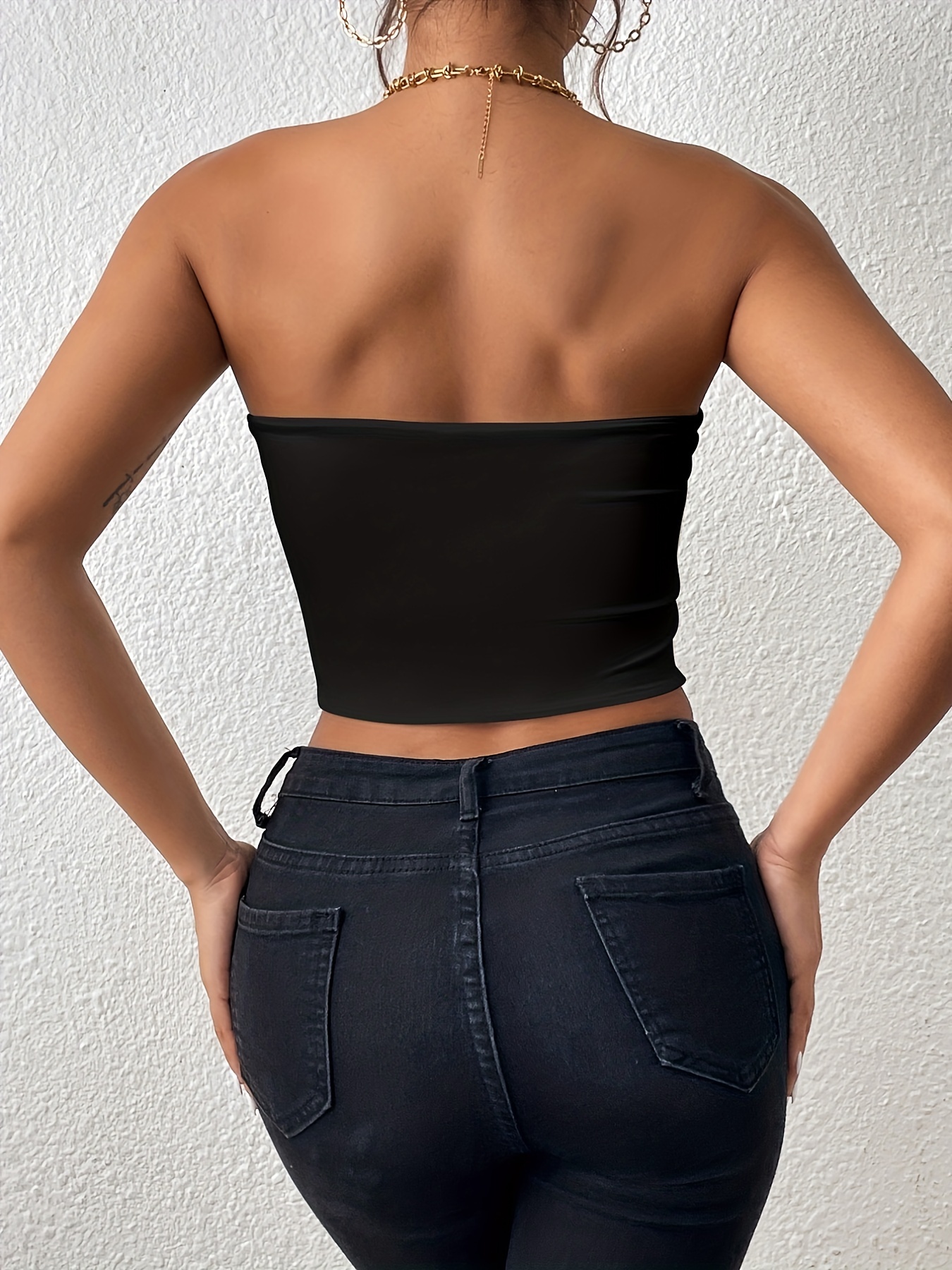 Solid Crop Tube Top Y2k Sexy Backless Tube Top Summer - Temu