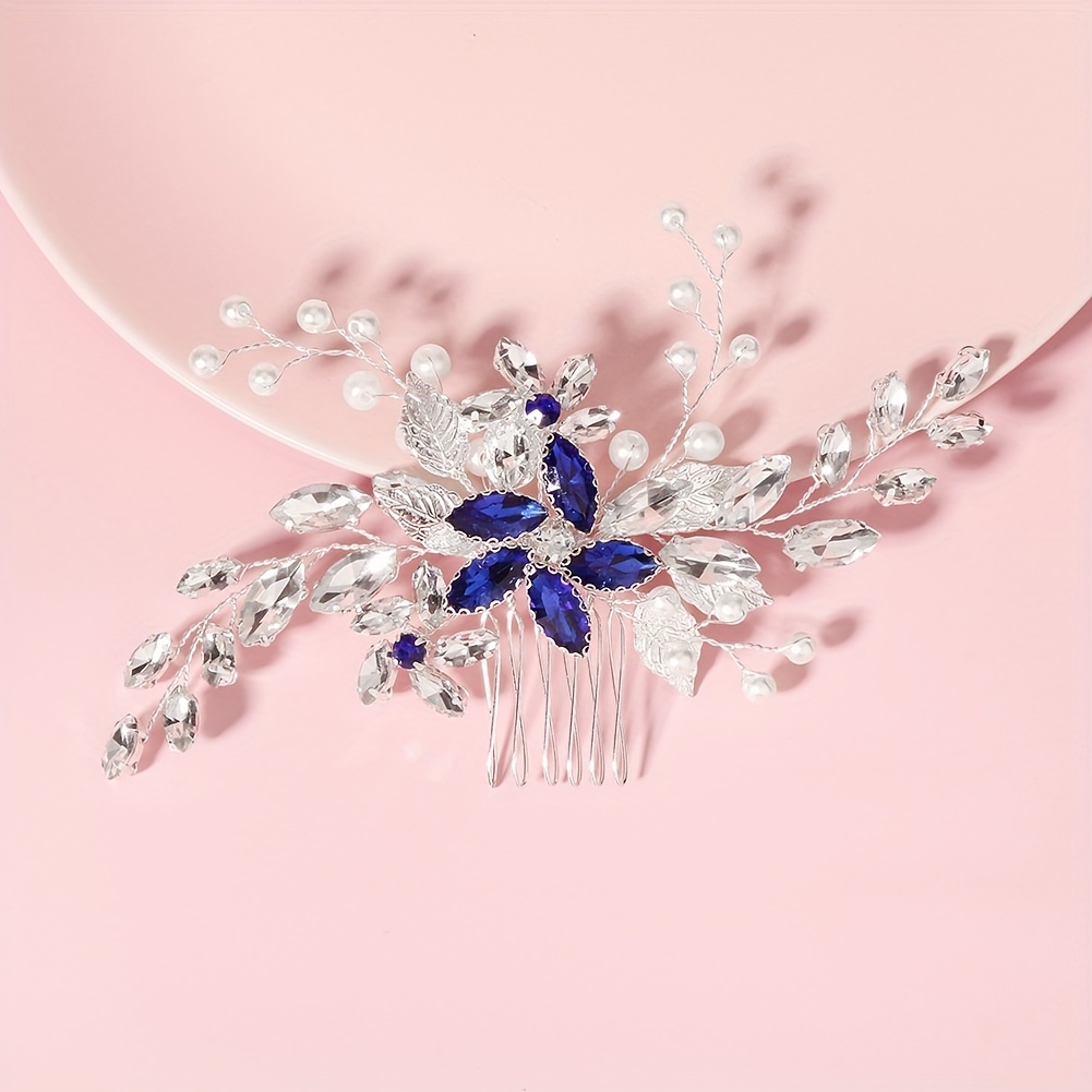 Bridal Hair Comb with Faux Pearl and Crystal Insert