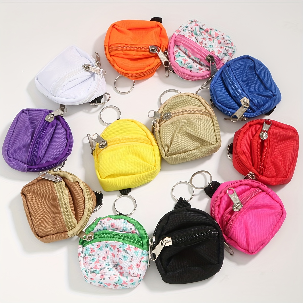

Mini Zipper Backpack Shaped Coin Purse Keychain Cute Canvas Key Chain Ring Purse Bag Charm Women Female Gift
