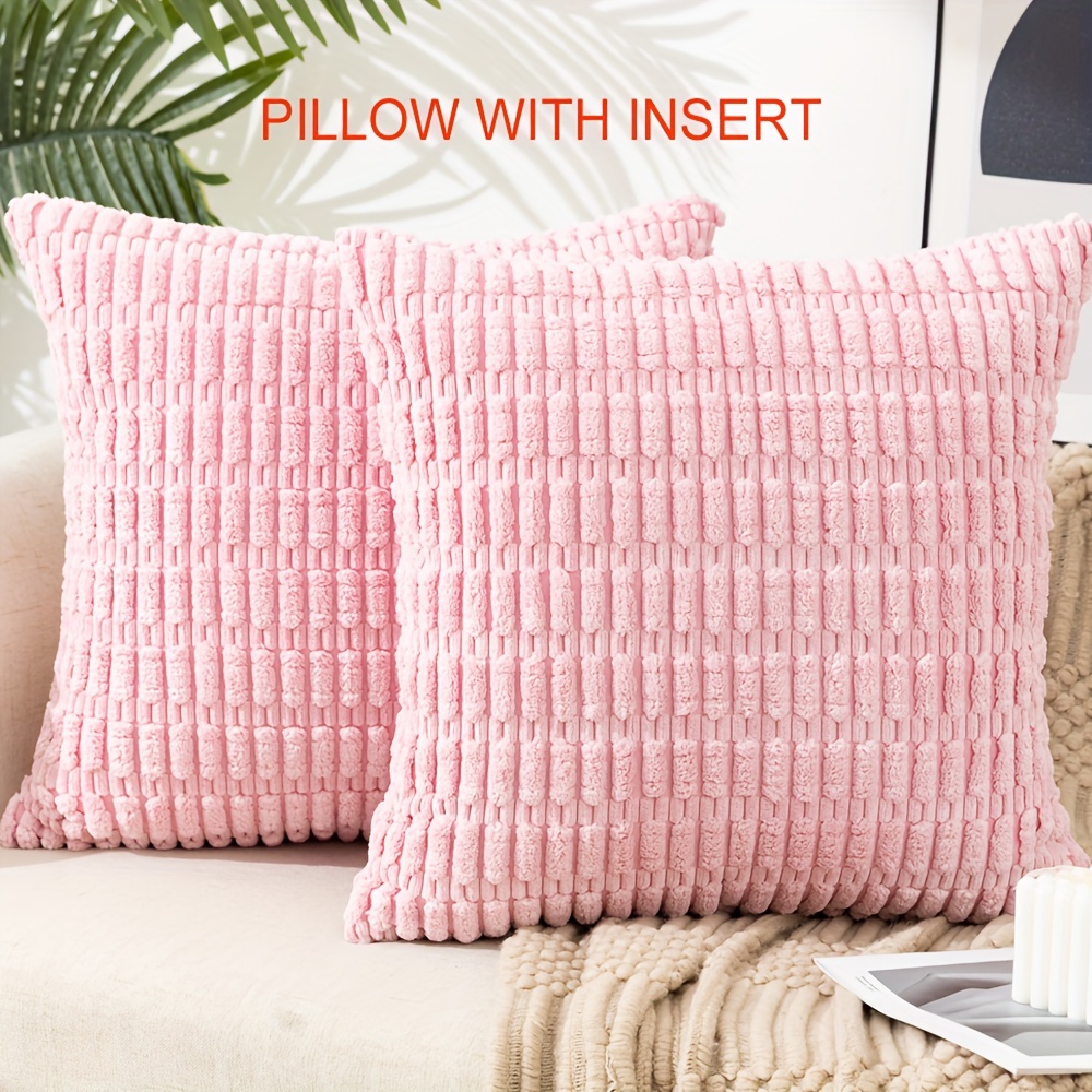 Throw Pillows With Inserts Included, With Velvet Striped Pillow Covers, Throw  Pillow For Farmhouse Sofa Couch Home Decor - Temu