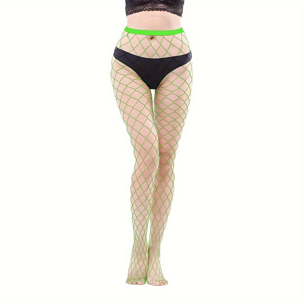 3pairs Neon Green Fishnet Tights