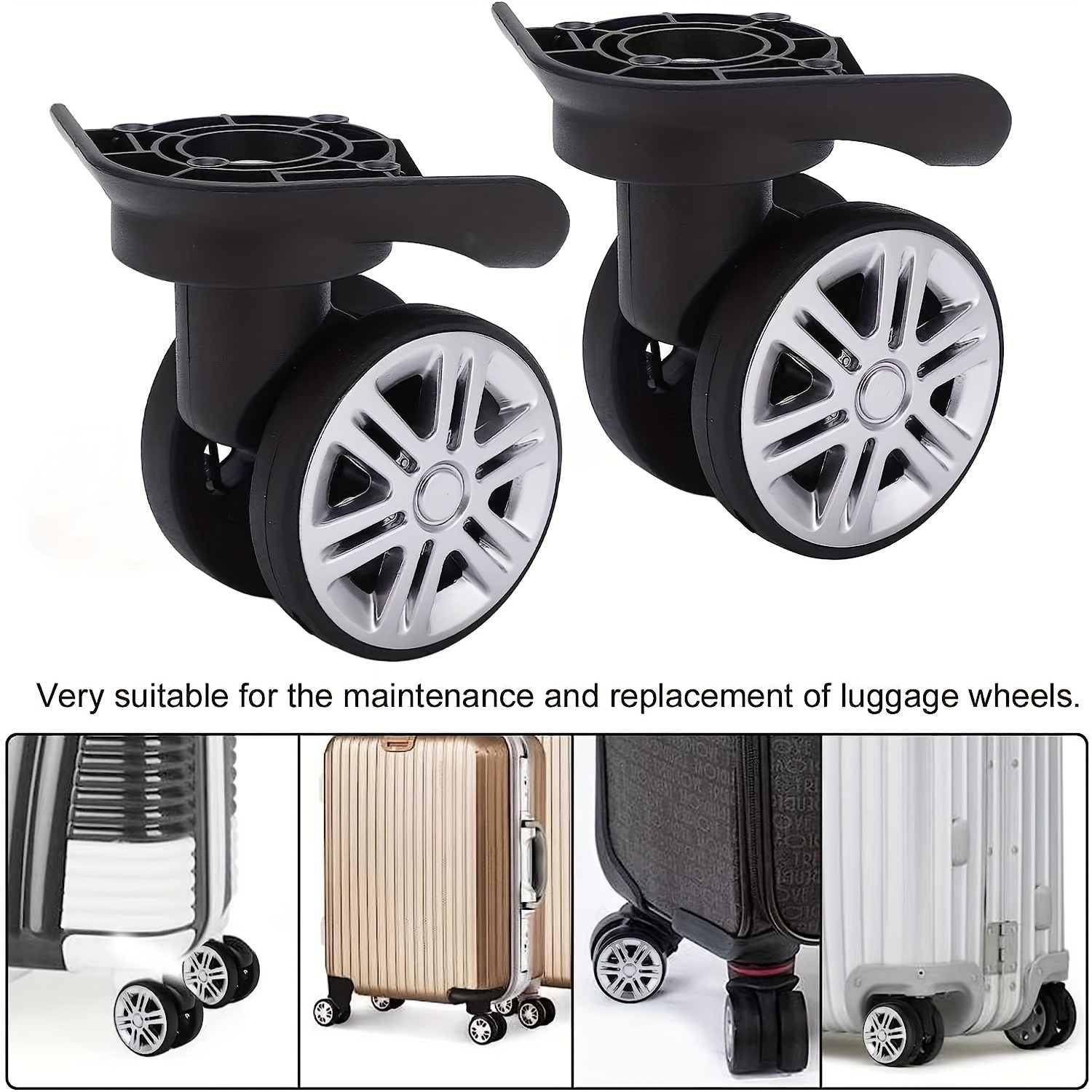 1 Pair Luggage Replacement Wheels, Luggage Wheels Replacement Double Row  Wheels, Box Bag Repair Accessories, Travel Case Wheels Replacement