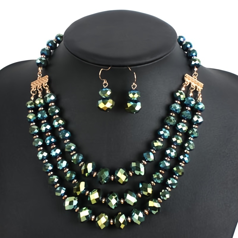 3pcs Earrings Plus Necklace Set Evening Party Decor Birthday Gift