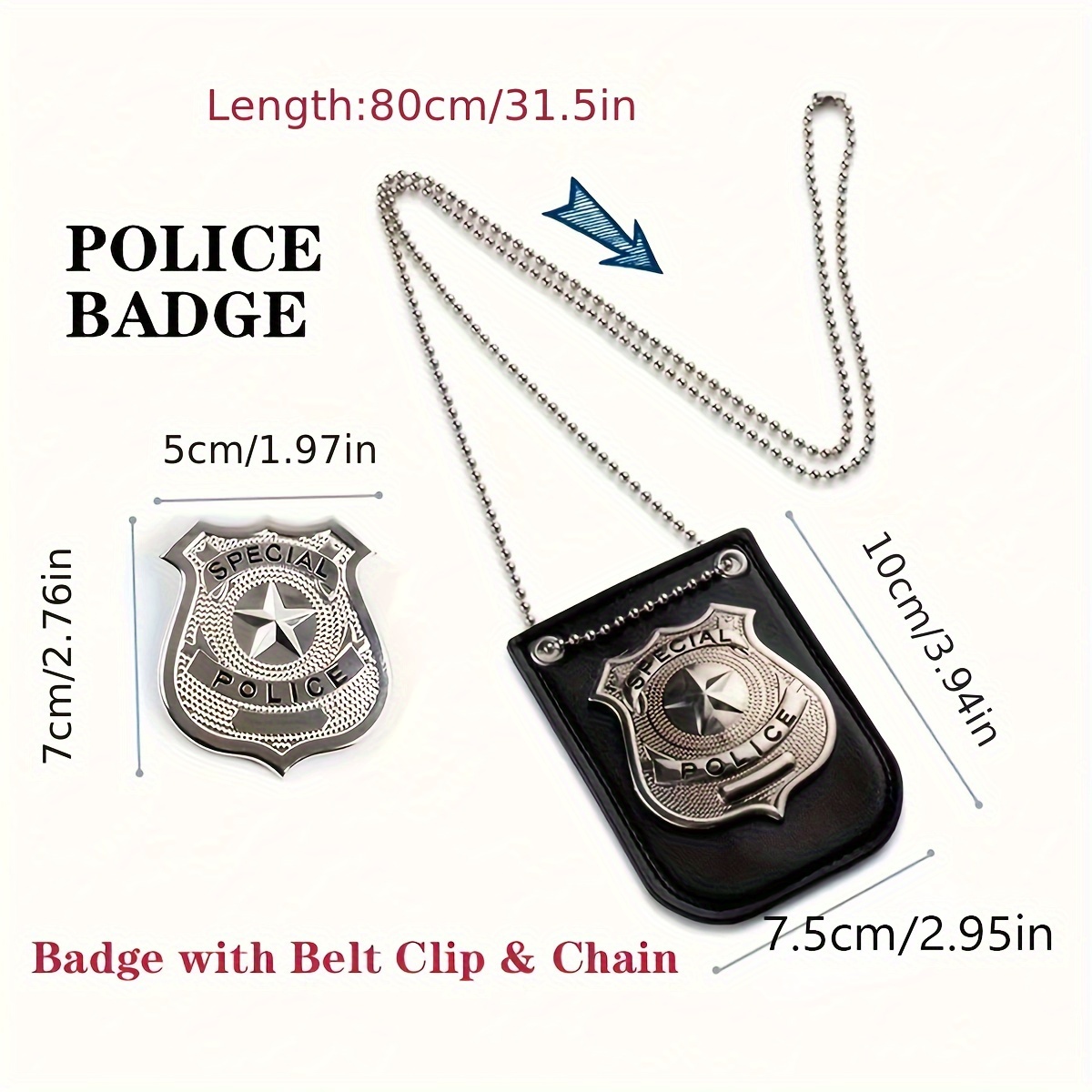 Role playing Game Police Badge Chain Belt Clip Daily Party - Temu United  Kingdom