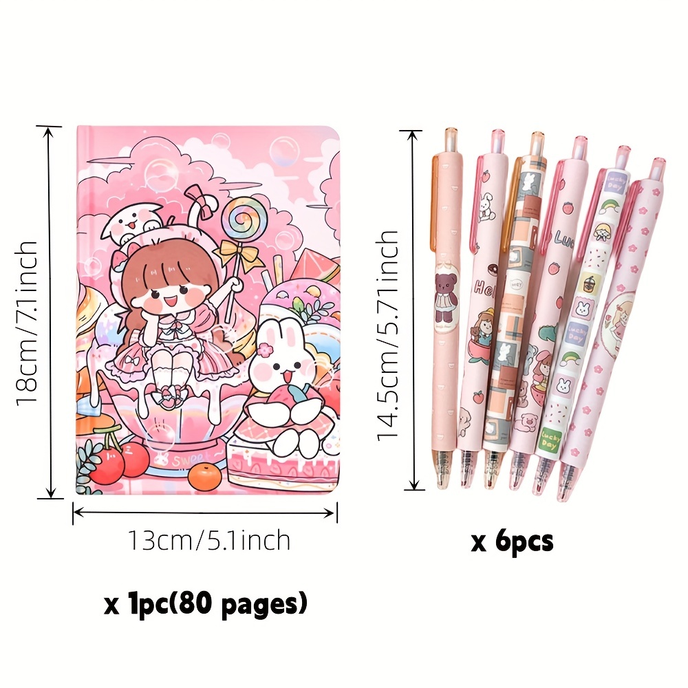 6Pcs Cute Cartoon Pink Flower Gel Pens Office School Student Supply  Stationery