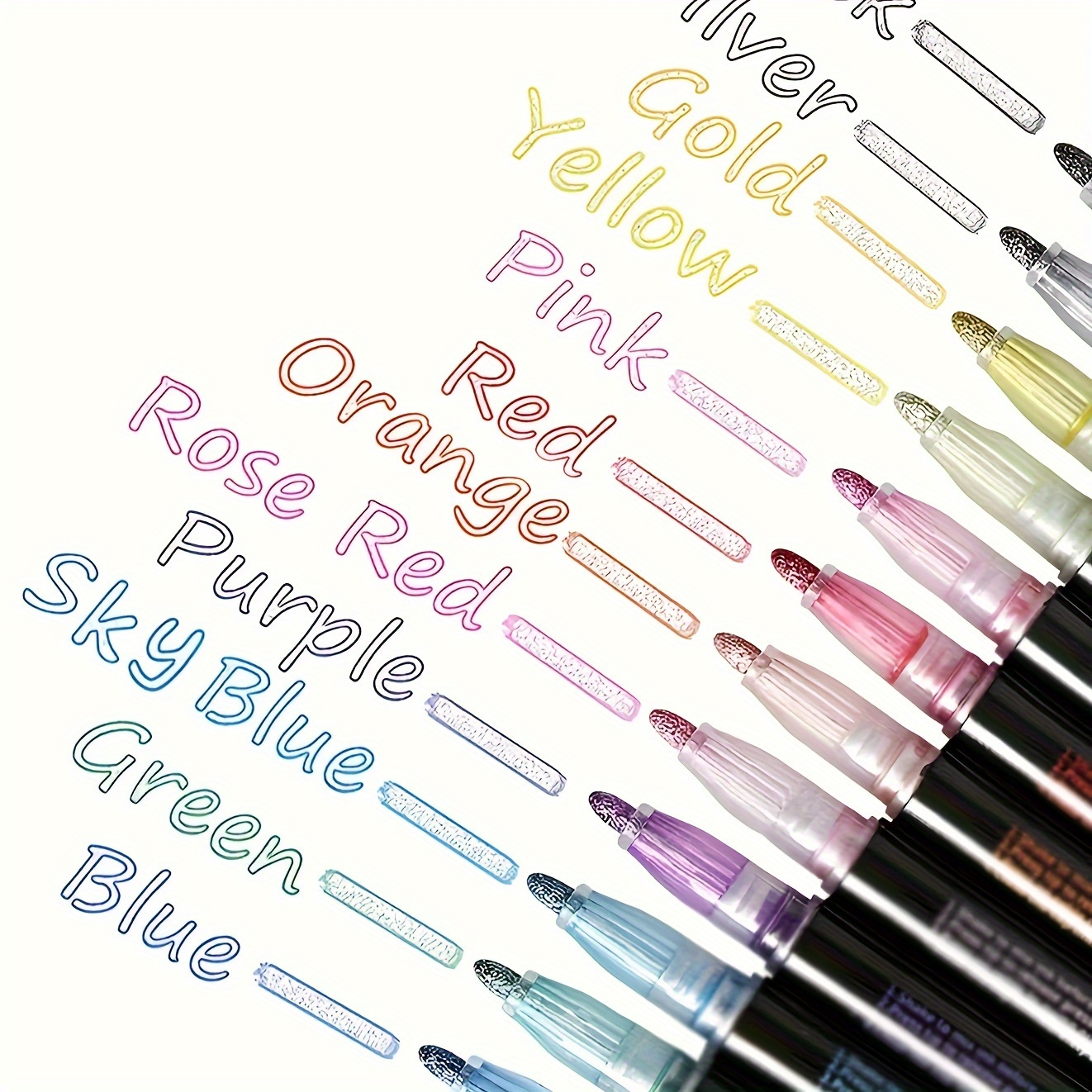 12pcs Outline Pens - Double Line Outline Marker 12 Colors Squiggles Shimmer  Marker Metallic Marker Pens Glitter Writing Drawing Pe