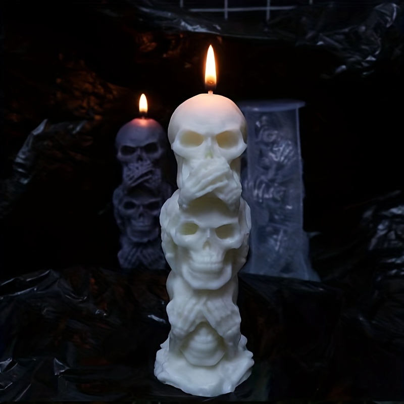 Gothic Skull Resting On Hand Candle Mold Palm Holding Skulls - Temu