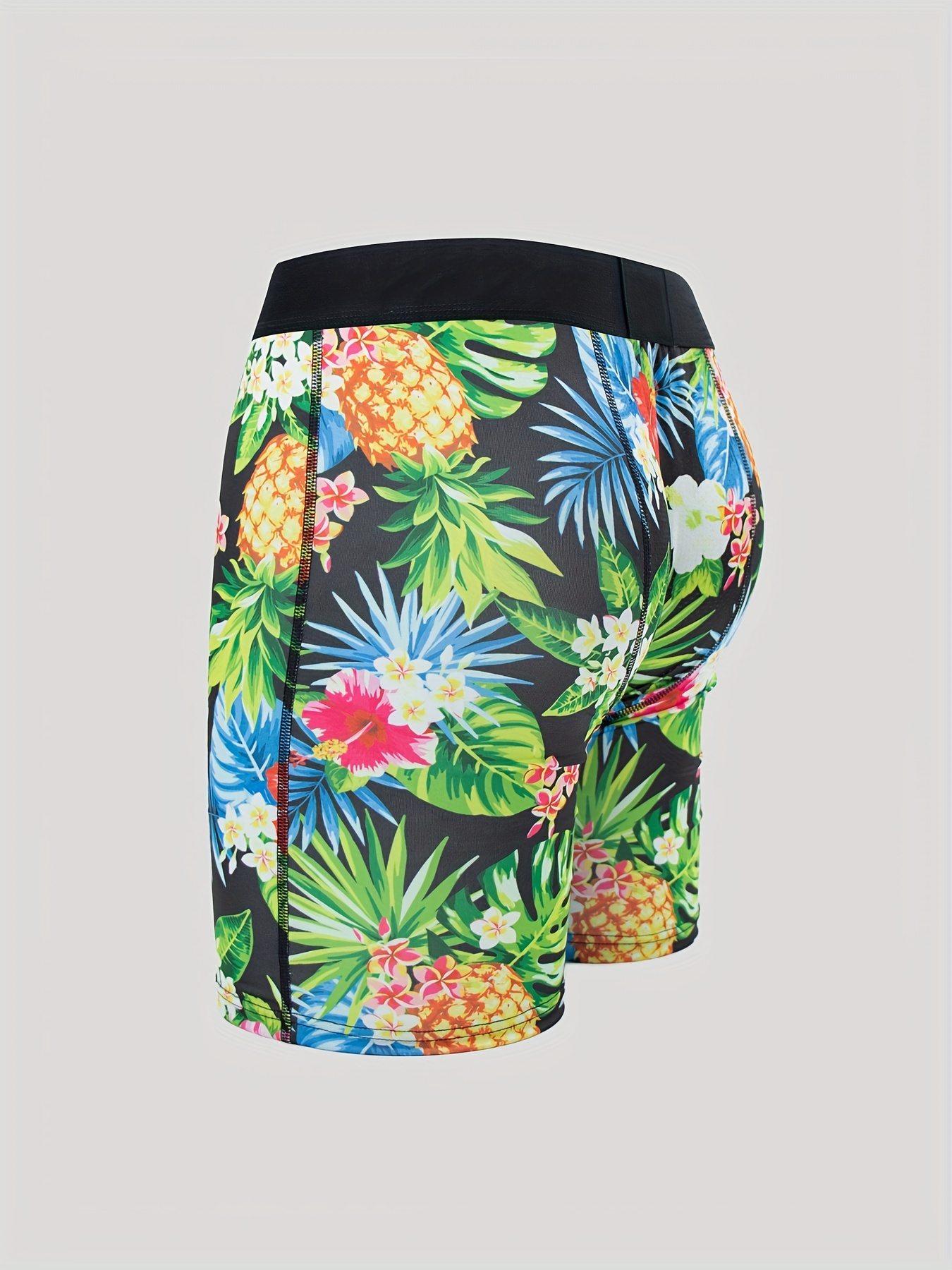 Men's Flower Pattern Print Long Boxers Briefs Shorts