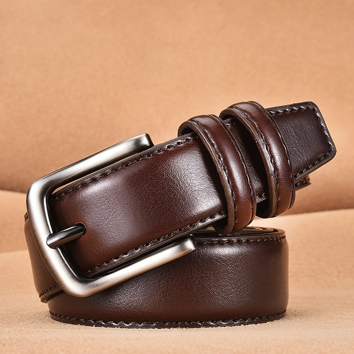 Casual Wear Dark Brown Mens Leather Belt