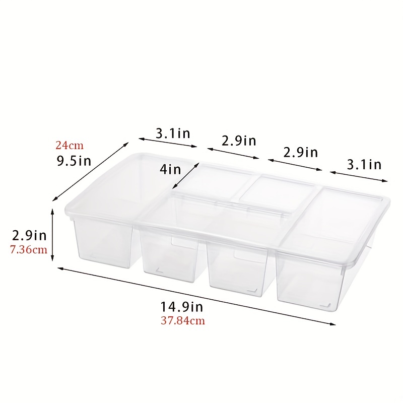 1pc Multi-grid Storage Box With Lid Snackle Box Food Container Compartment  Snack Containers For Fruit,vegetable,meat And Fish for restaurants/hotels