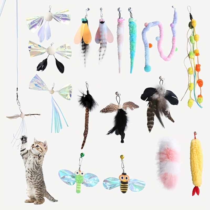 10pcs Cat Toy Wand Retractable Cat Feather Toys And - Temu