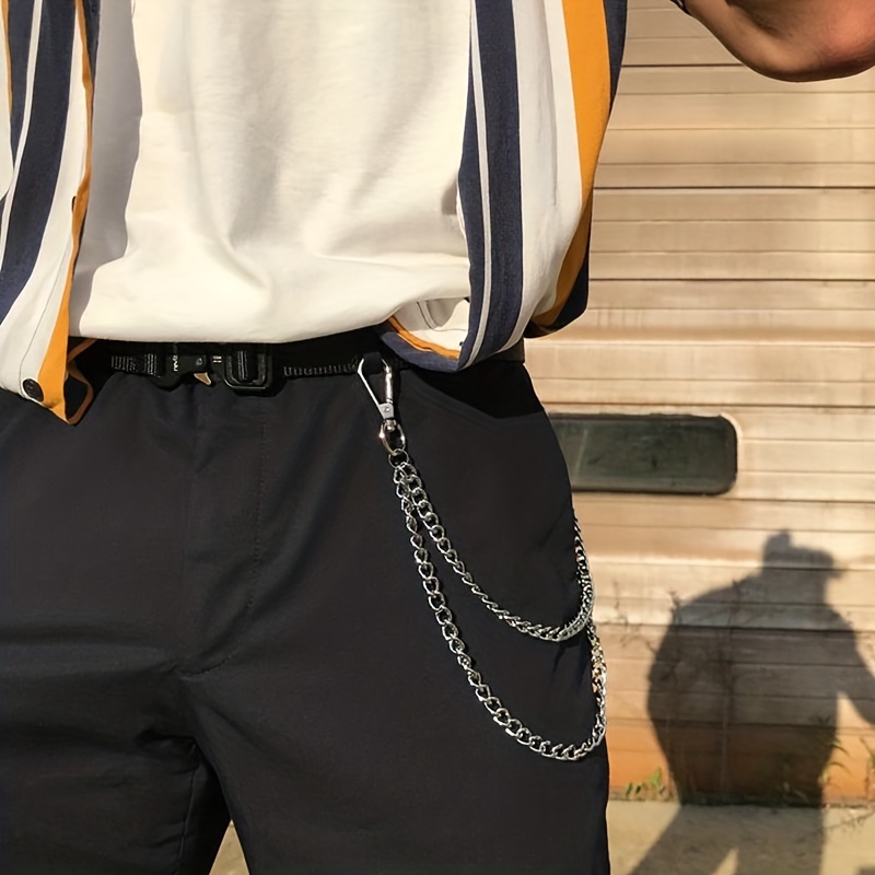 Men's Pants Chains Spider Decoration Layered Hip Hop Pants - Temu