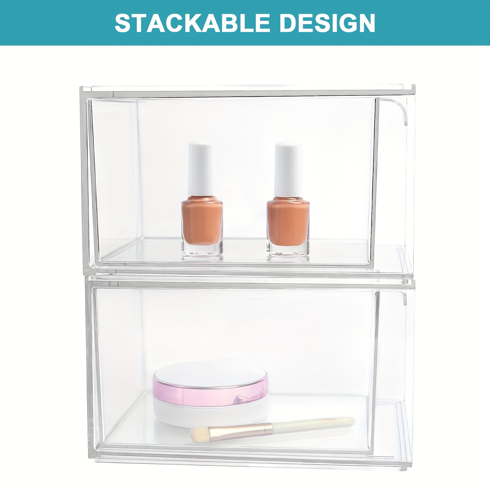 Clear Plastic Drawer Storage Basket, Stackable Organizer Box, Perfect For  Cabinets, Bathroom, Office, Fridge, Desks, Shelves, Cupboards,dressers  Storage And Organization - Temu
