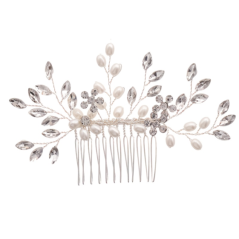 Crystal Flower Bridal Hair Comb with Silver Accents