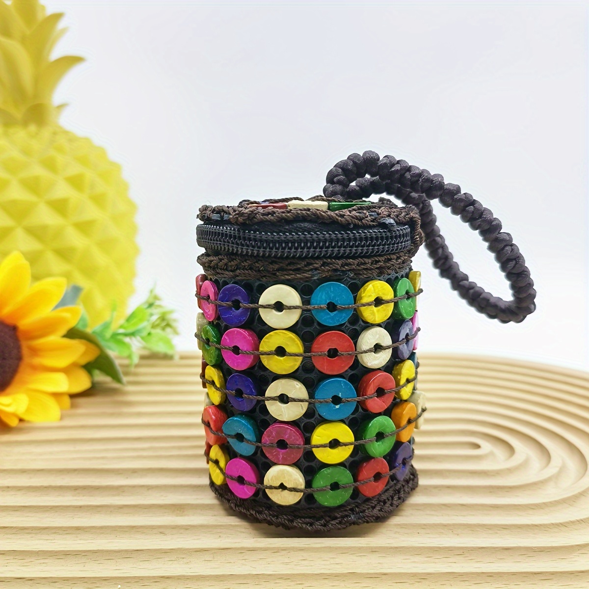 Mini Retro Ethnic Cylinder Wallet Woven Colorful Beaded Temu