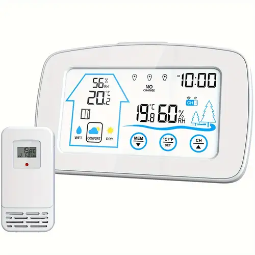 Geevon Weather Stations Wireless Indoor Outdoor Thermometer - Temu