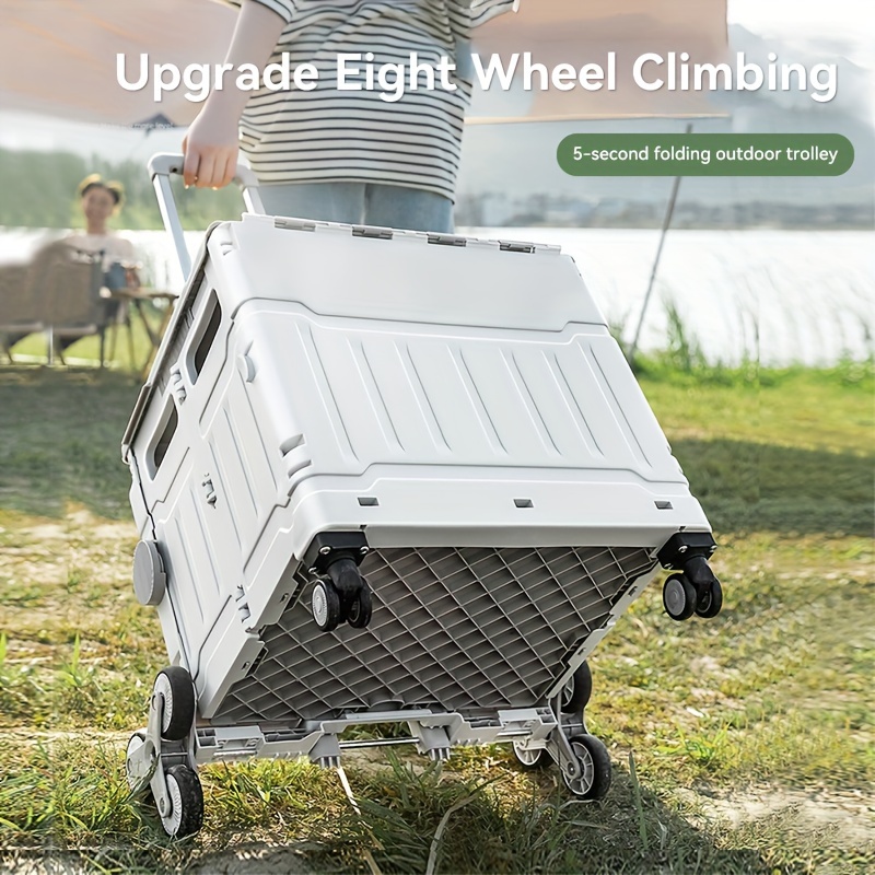 Foldable Storage Cart With Wheels Outdoor Camping Storage - Temu
