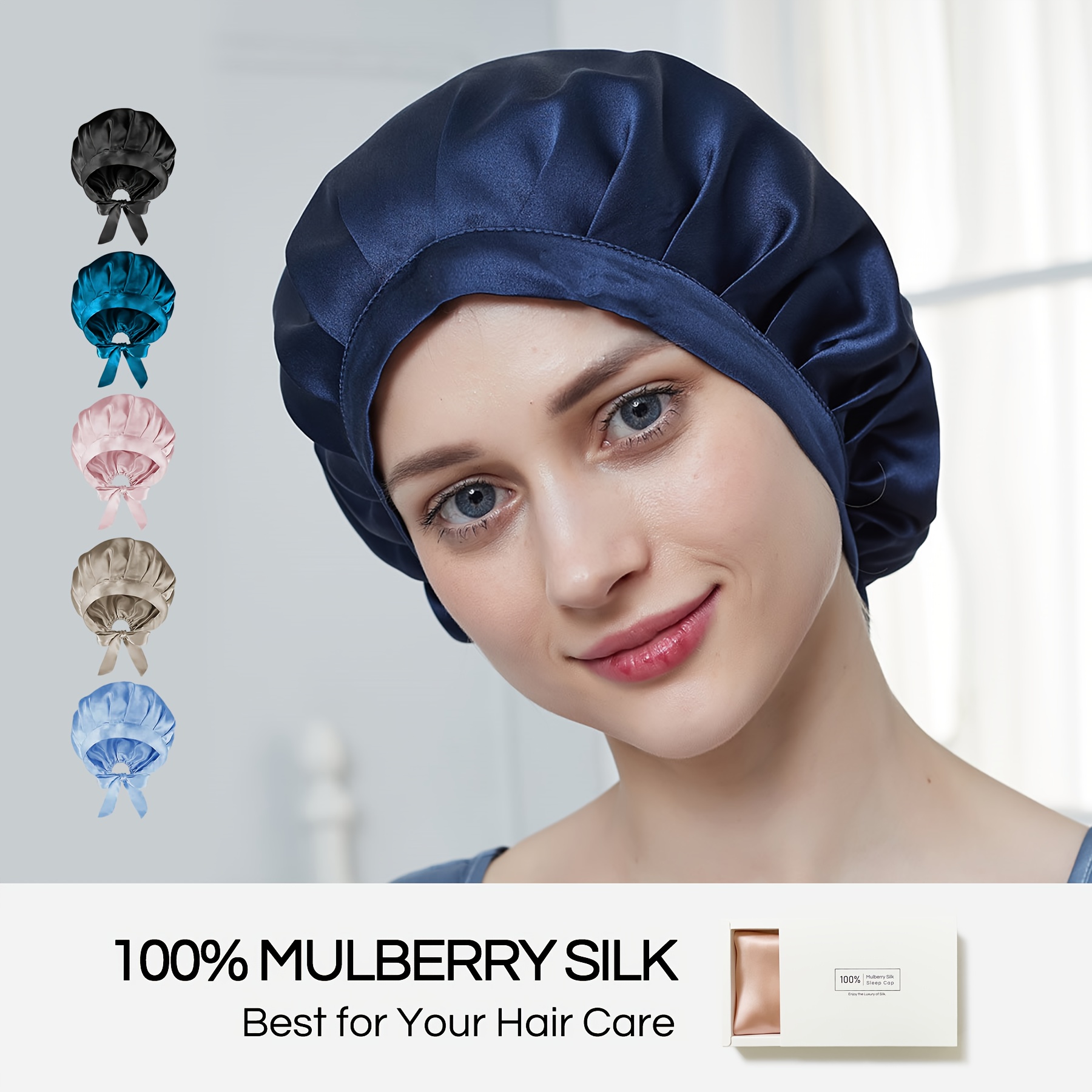 Pure Mulberry Silk Loose Bonnet Soft Pleated Lace Sleeping - Temu